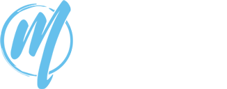 mica web design logo with blue m and white letters